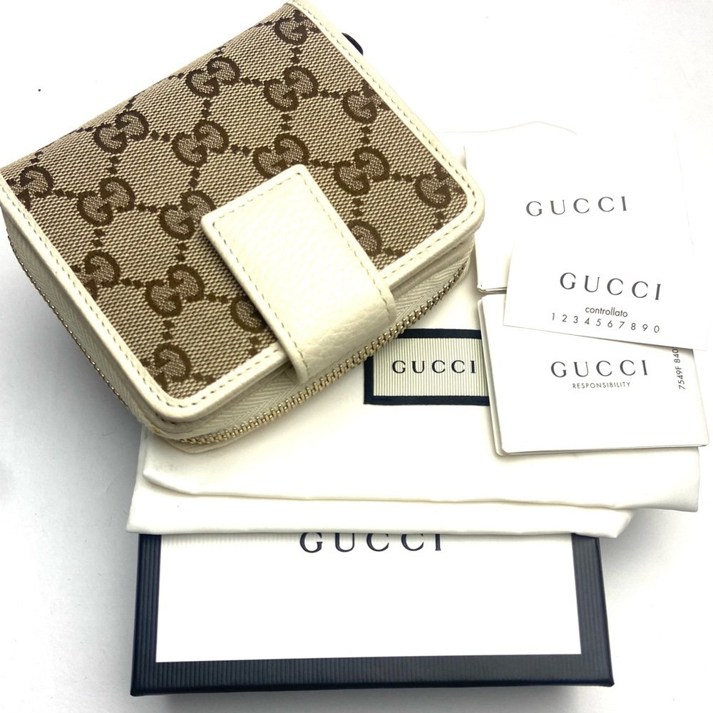 Gucci Beige and Brown Monogram Wallet